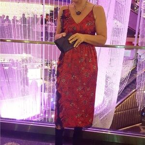 Elegant Red Paisley Dress